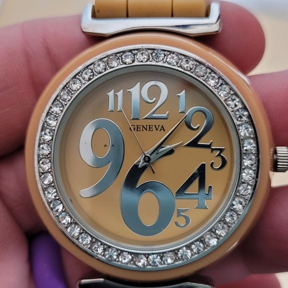 Geneva Watch Lot of 3 Yellow Orange Silicone Bands Untested As Is For Parts - Picture 4 of 8